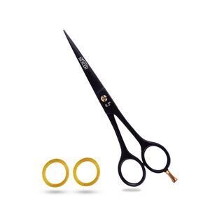 NIXCER PROFESSIONAL SUPER CUT FLAT SHANK HAIR CUTTING SCISSORS 6.5" BLACK